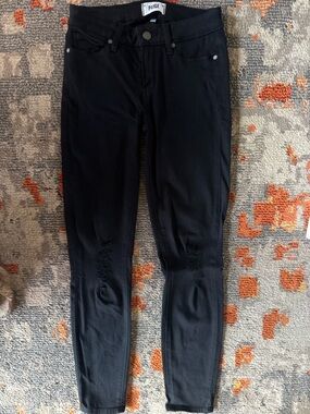 PAIGE Verdugo Ankle Distressed Skinny Jeans Black Size 26